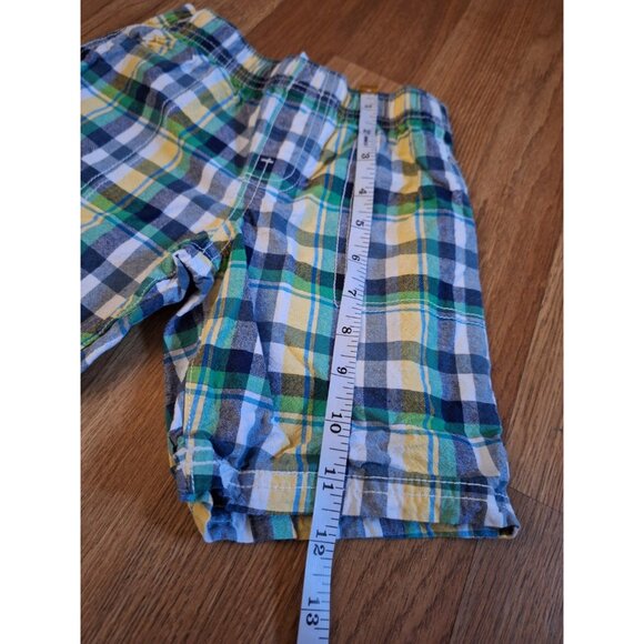 Carter's Boys Blue Green Yellow Plaid Elastic Waist 100% Cotton Shorts Size 4T - Picture 7 of 8